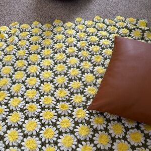 Vntg Granny Crochet Daisy Blanket
